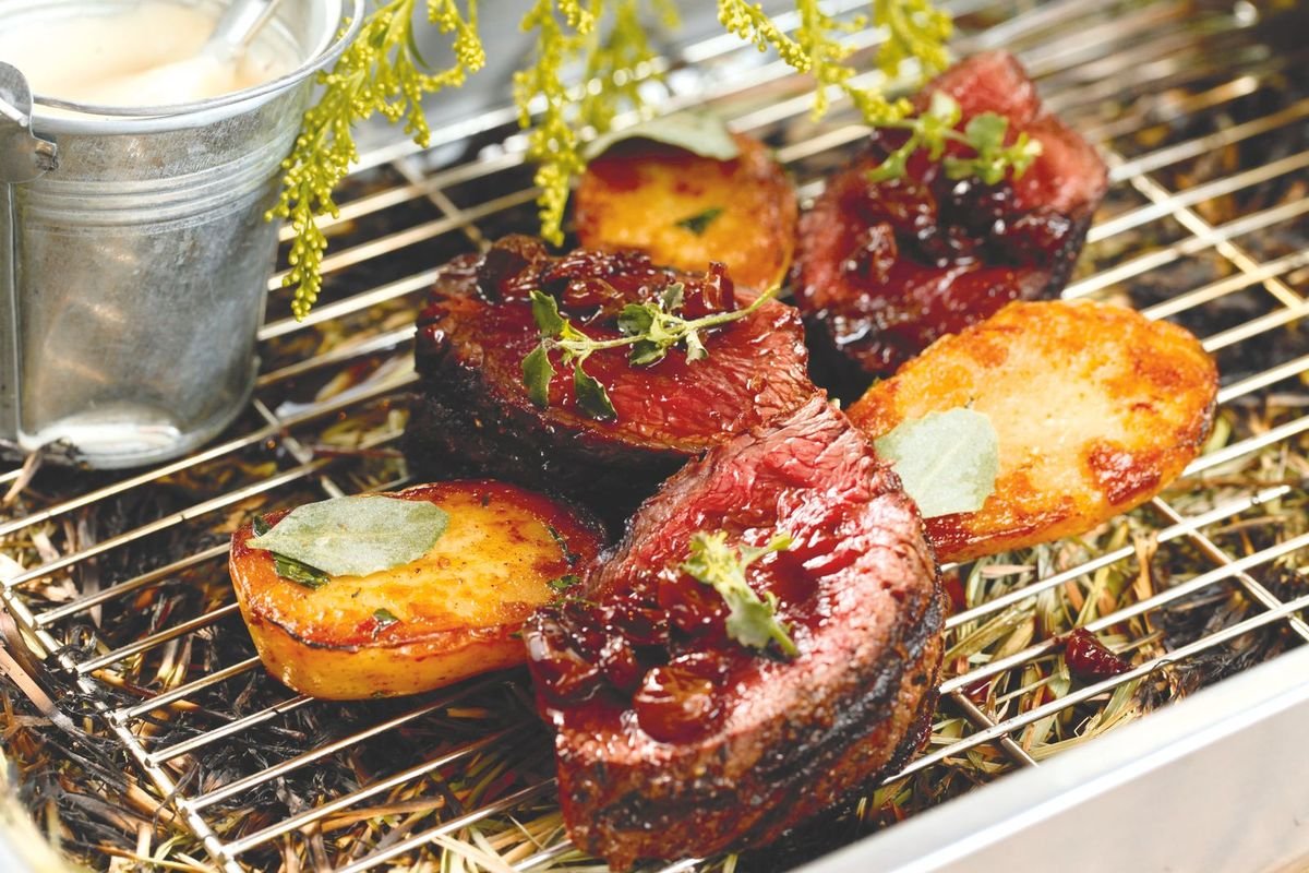 Fresh meat on a grill (representative photo, not the exact product)