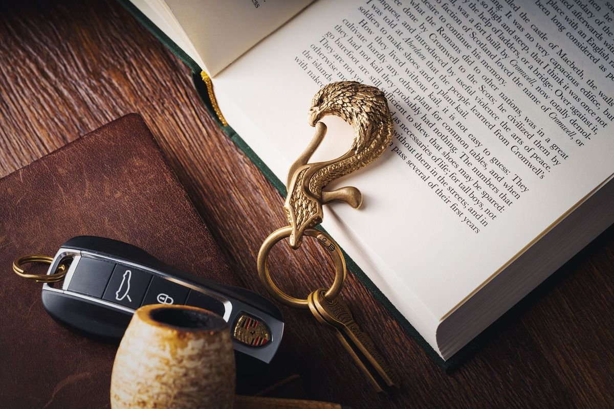 Keychain with keys on a book (representative photo, not the exact product)