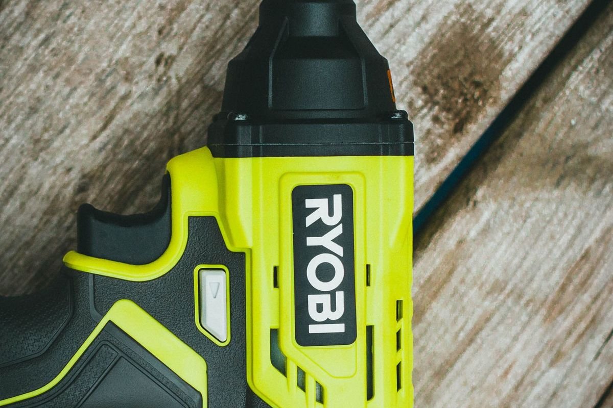 Close-up of a cordless drill on wood (representative photo, not the exact product)